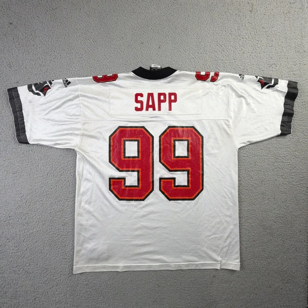 Tampa Bay Buccaneers Warren Sapp 99 Adidas Jersey Mens L White Vintage NFL